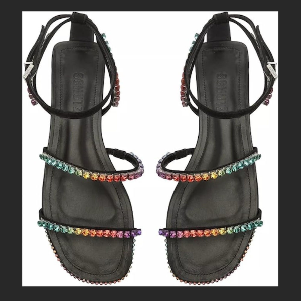 SCHUTZ Black and Pink Bohemian Sandals